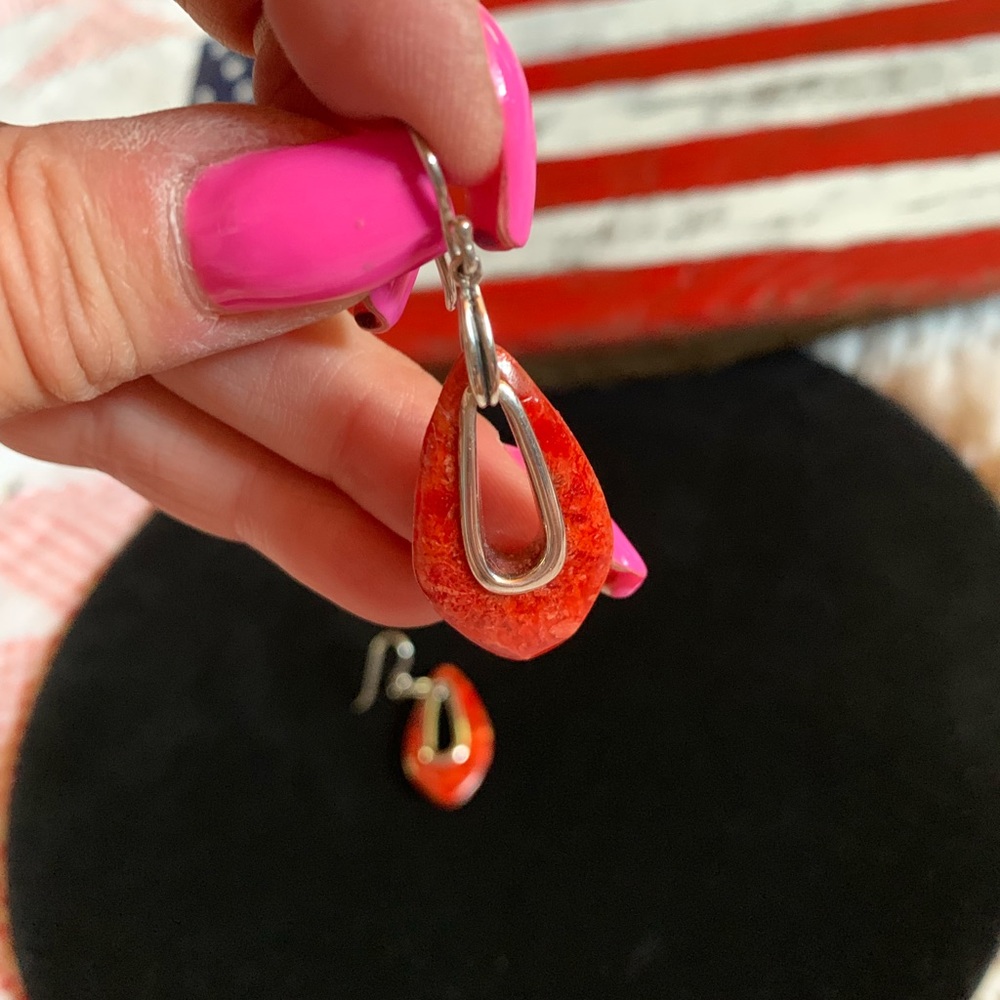 Silpada sterling silver and coral earrings